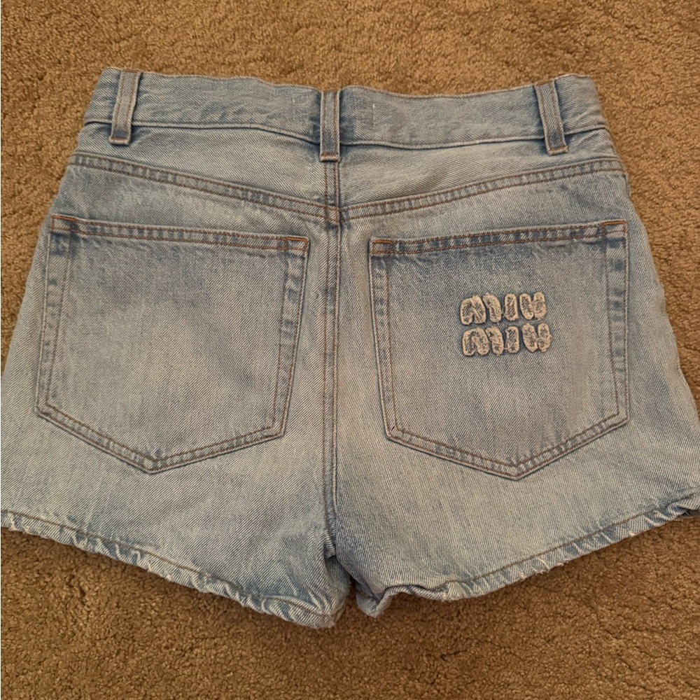 Miu Miu Faded Blue Jean Shorts
